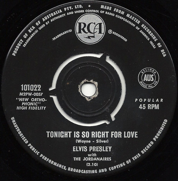 Elvis Presley : Wooden Heart (7", Single, Mono, bla)