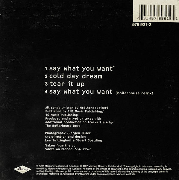 Texas : Say What You Want (CD, Single, Car)