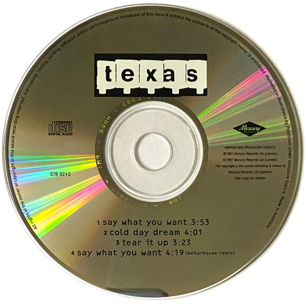 Texas : Say What You Want (CD, Single, Car)
