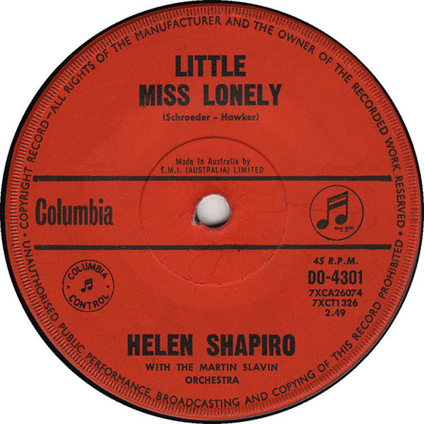Helen Shapiro : Little Miss Lonely (7", Single)