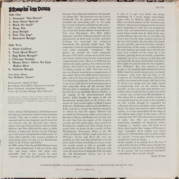 Lou Stein, Ray McKinley : Stompin' 'Em Down (LP, Album, Mono)