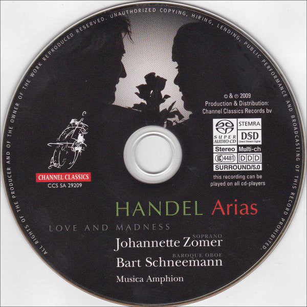 Handel* - Johannette Zomer • Bart Schneemann • Musica Amphion : Arias (Love And Madness) (SACD, Hybrid, Multichannel, Album, DSD)