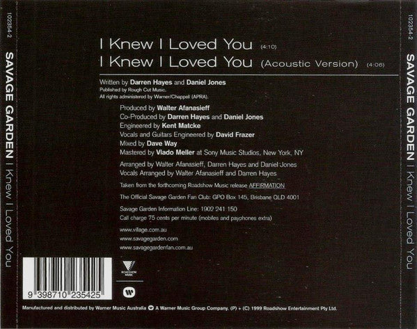Savage Garden : I Knew I Loved You (CD, Single)