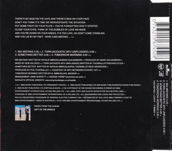 Natalie Imbruglia : Big Mistake (CD, Single)