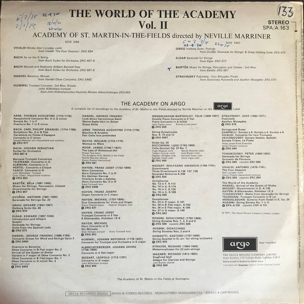 The Academy Of St. Martin-in-the-Fields Directed By Neville Marriner* : The World Of The Academy Vol. II (LP, Comp)
