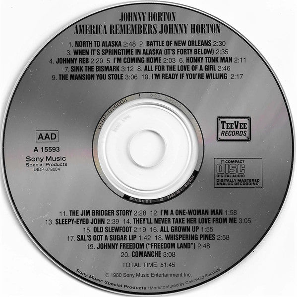 Johnny Horton : America Remembers...Johnny Horton (CD, Comp)