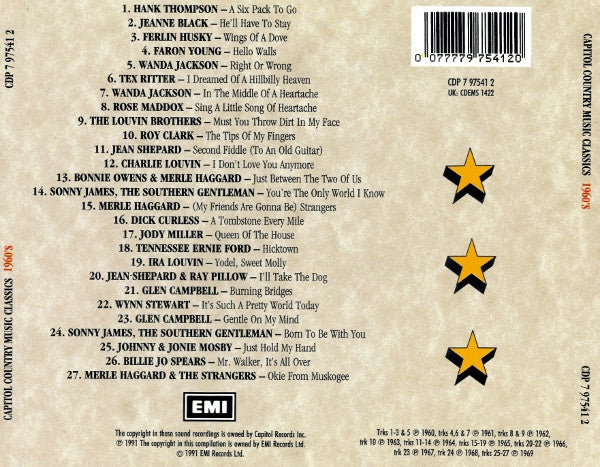 Various : Capitol Country Music Classics - 1960's (CD, Comp, RM, RP)