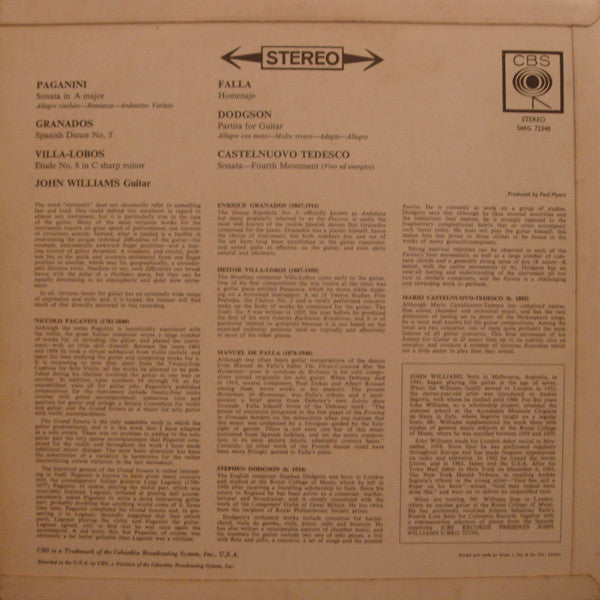 John Williams (7) : Virtuoso Music For Guitar (LP, Album)