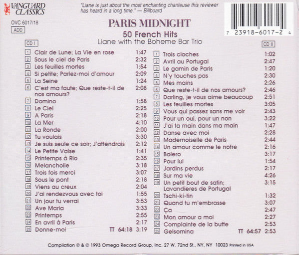 Liane* With The Boheme Bar Trio* : Paris Midnight: 50 French Hits (2xCD, Comp, Mono)