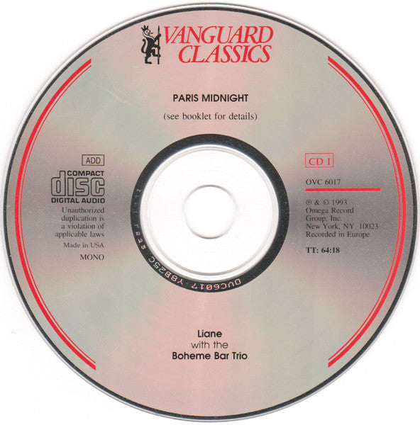 Liane* With The Boheme Bar Trio* : Paris Midnight: 50 French Hits (2xCD, Comp, Mono)