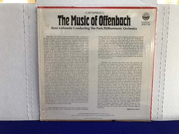 Jacques Offenbach, René Leibowitz Conducting Orchestre Philharmonique De Paris (2) : The Music Of Offenbach (LP)
