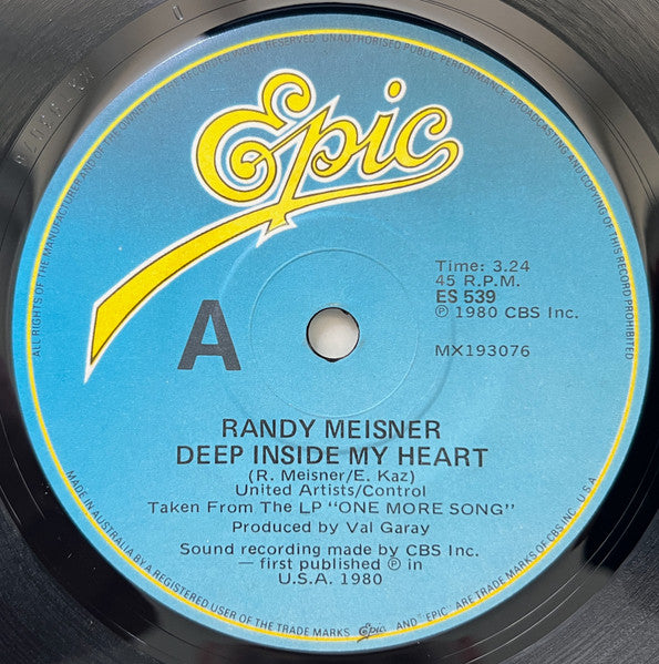 Randy Meisner : Deep Inside My Heart (7", Single)