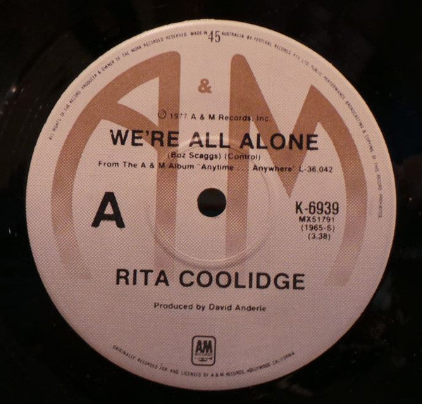 Rita Coolidge : We're All Alone (7", Single)