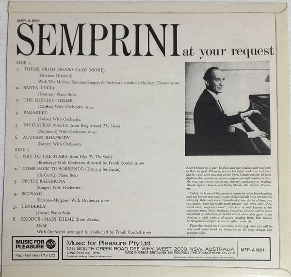 Semprini* : Semprini At Your Request (LP, Comp, Mono, RE)