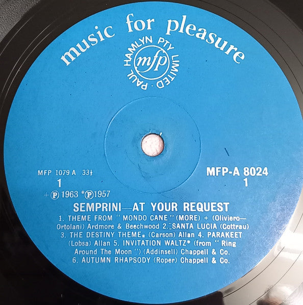 Semprini* : Semprini At Your Request (LP, Comp, Mono, RE)