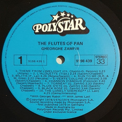 Gheorghe Zamfir : The Flutes Of Pan (20 Original Songs) (LP, Comp)