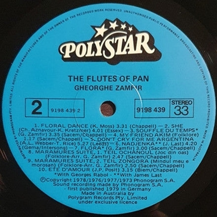 Gheorghe Zamfir : The Flutes Of Pan (20 Original Songs) (LP, Comp)