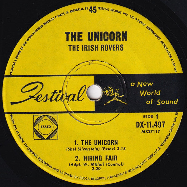 The Irish Rovers : The Unicorn (7", EP, Mono)