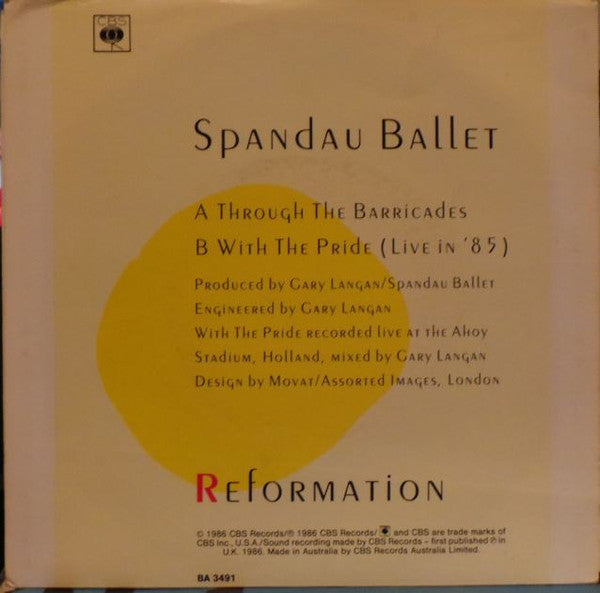 Spandau Ballet : Through The Barricades (7", Single)