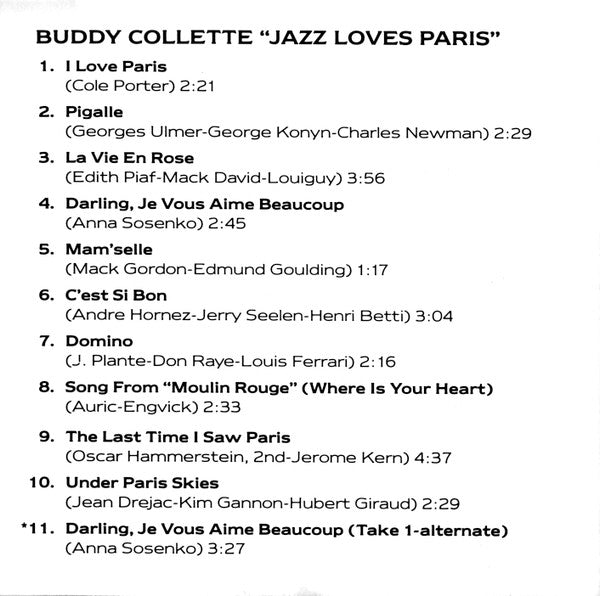 Buddy Collette : Jazz Loves Paris (CD, Album, Ltd, RE, RM)