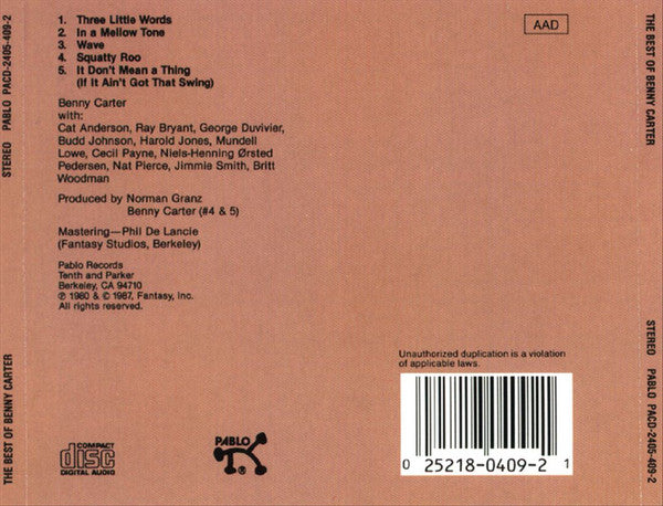 Benny Carter : The Best Of (CD, Comp, RE)