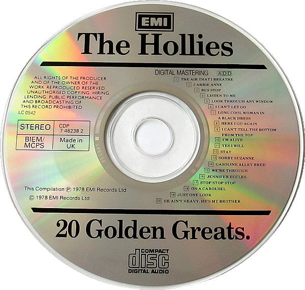 The Hollies : 20 Golden Greats (CD, Comp, RE, RM, RP)