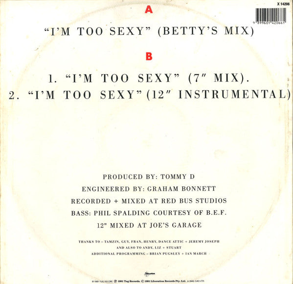 R ★ S ★ F* : I'm Too Sexy (12")