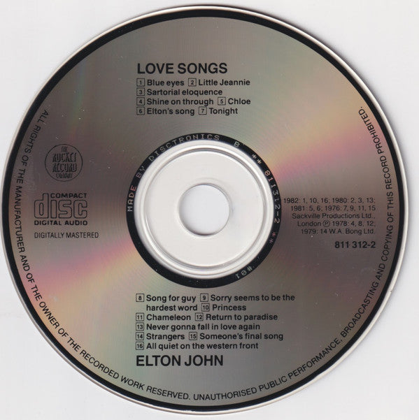 Elton John : Love Songs (CD, Comp)