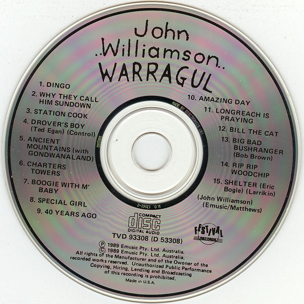 John Williamson : Warragul (CD, Album)