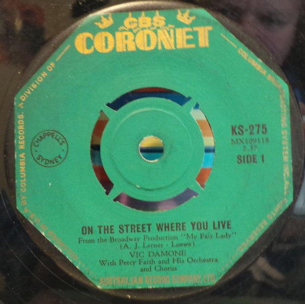 Vic Damone : On The Street Where You Live (7", Single)