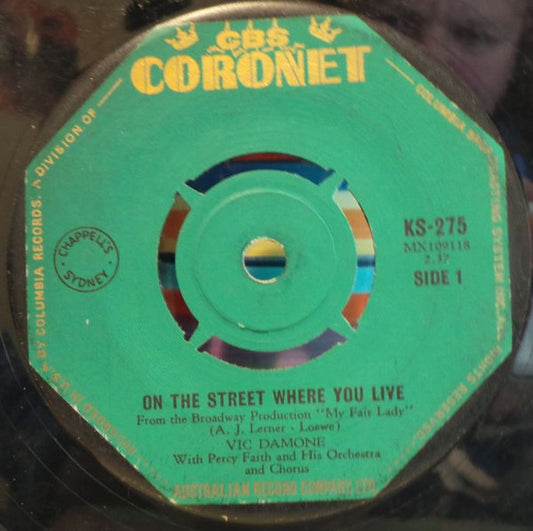 Vic Damone : On The Street Where You Live (7", Single)