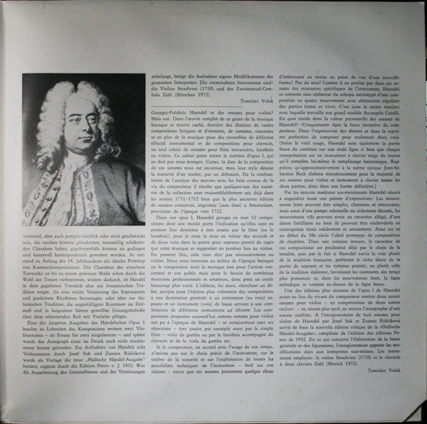 Georg Friedrich Händel, Josef Suk And Zuzana Růžičková : Sonatas Op. 1 For Violin And Harpsichord (2xLP, Album, Quad, Gat)