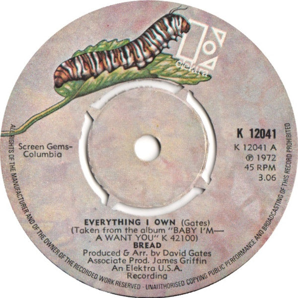 Bread : Everything I Own (7", Single, Pus)