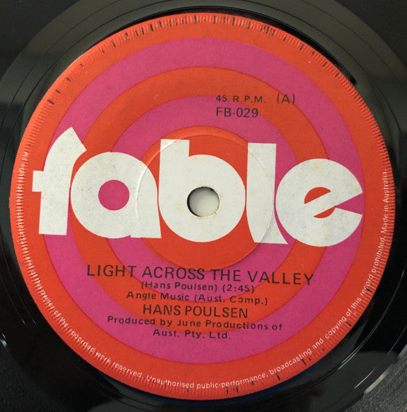 Hans Poulsen : Light Across The Valley (7")