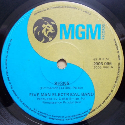 Five Man Electrical Band : Signs (7", Single)