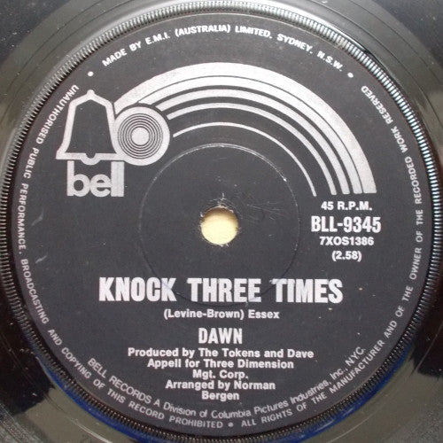 Dawn (5) : Knock Three Times / Home (7", Single)