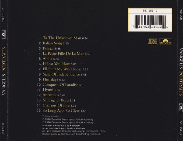 Vangelis : Portraits {So Long Ago, So Clear} (CD, Comp)
