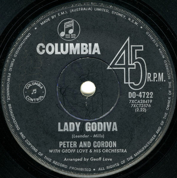 Peter & Gordon : Lady Godiva  (7", Single)