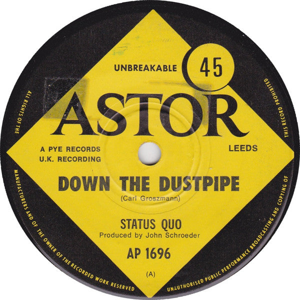 Status Quo : Down The Dustpipe (7", Single)