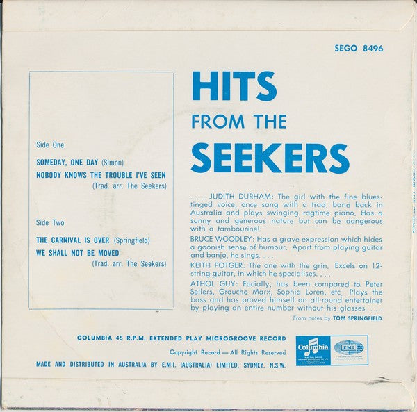 The Seekers : Hits From The Seekers (7", EP)