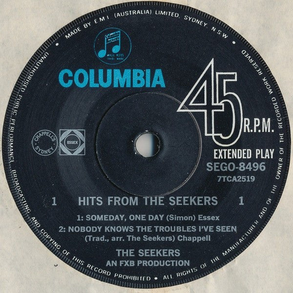 The Seekers : Hits From The Seekers (7", EP)
