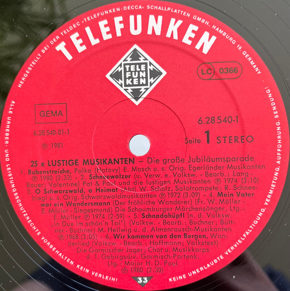 Various : 25x Lustige Musikanten - Die Grosse Jubiläumsparade (2xLP, Comp)