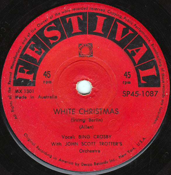 Bing Crosby With John Scott Trotter's Orchestra* : White Christmas / Let's Start The New Year Right (7", RE)