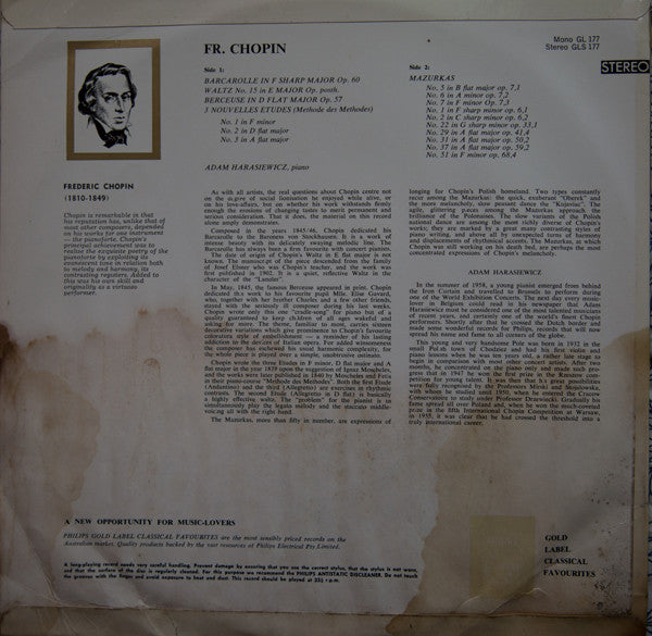 Frédéric Chopin, Adam Harasiewicz : An Evening Of Chopin Favourites (LP, Comp)