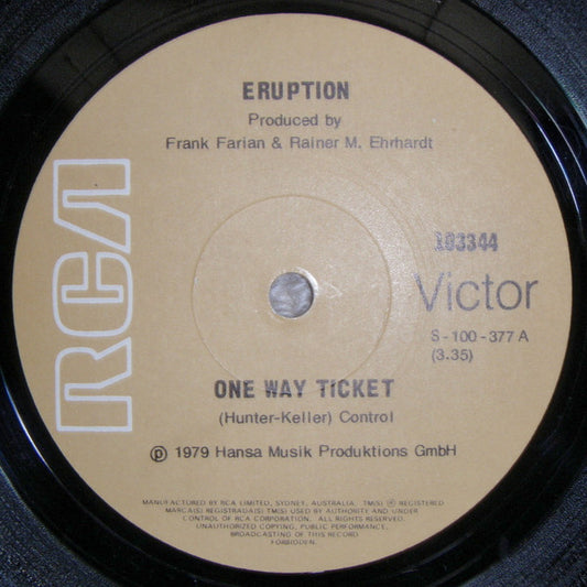 Eruption (4) : One Way Ticket (7", Single)