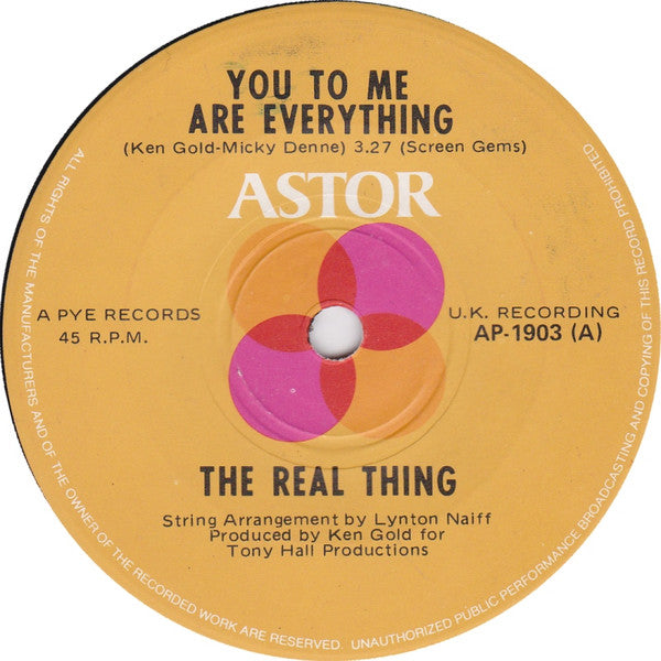 The Real Thing : You To Me Are Everything (7", Single)