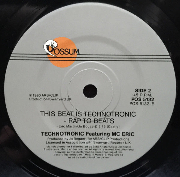 Technotronic Featuring MC Eric : This Beat Is Technotronic (7", Single)
