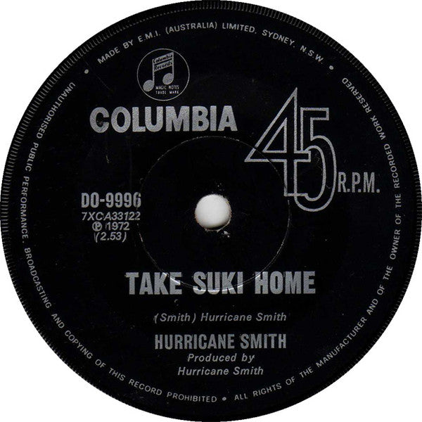 Hurricane Smith : Who Was It? (7", Single)