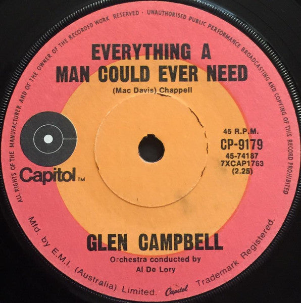 Glen Campbell : Everything A Man Could Ever Need (7", Single)