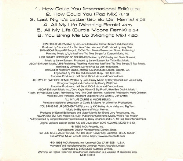 K-Ci & JoJo : How Could You (CD, Single)